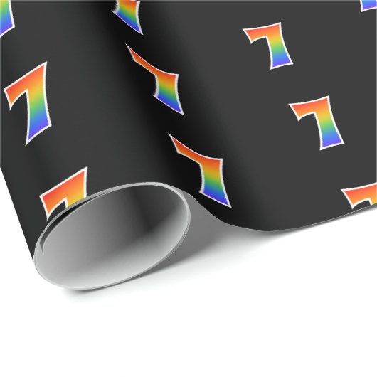 Fun Rainbow Spectrum Pattern "7" Ereignisnummer Geschenkpapier (Rolleneckpunkt)