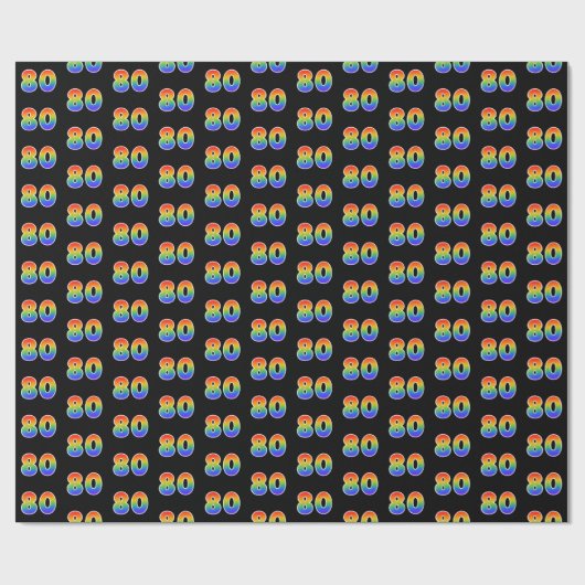Fun Rainbow Spectrum Pattern "80" Ereignisnummer Geschenkpapier (Flach)