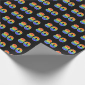 Fun Rainbow Spectrum Pattern "80" Ereignisnummer Geschenkpapier (Ecke)