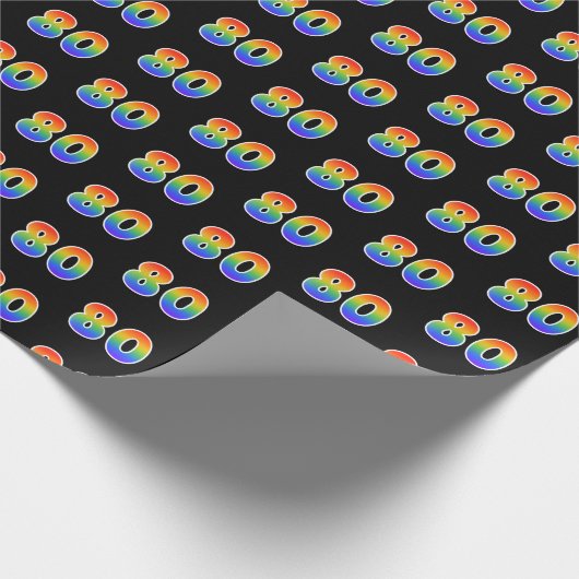 Fun Rainbow Spectrum Pattern "80" Ereignisnummer Geschenkpapier (Ecke)