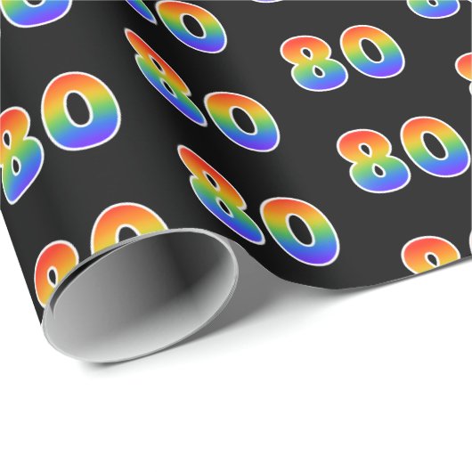 Fun Rainbow Spectrum Pattern "80" Ereignisnummer Geschenkpapier (Rolleneckpunkt)