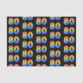 Fun Rainbow Spectrum Pattern "80" Ereignisnummer Seidenpapier (Vorderseite)