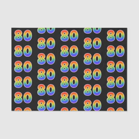 Fun Rainbow Spectrum Pattern "80" Ereignisnummer Seidenpapier (Vorderseite)
