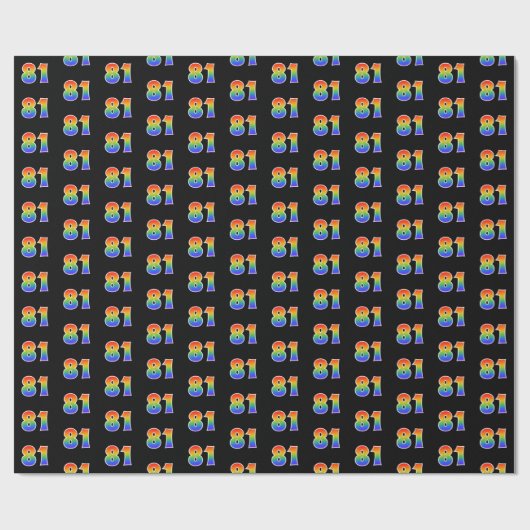 Fun Rainbow Spectrum Pattern "81" Ereignisnummer Geschenkpapier (Flach)