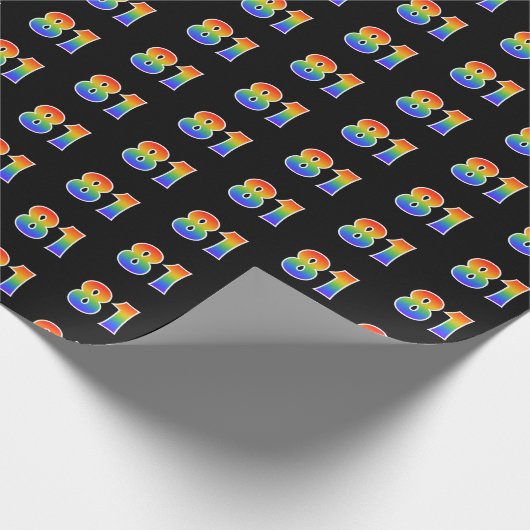 Fun Rainbow Spectrum Pattern "81" Ereignisnummer Geschenkpapier (Ecke)