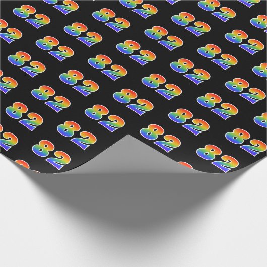 Fun Rainbow Spectrum Pattern "82" Ereignisnummer Geschenkpapier (Ecke)