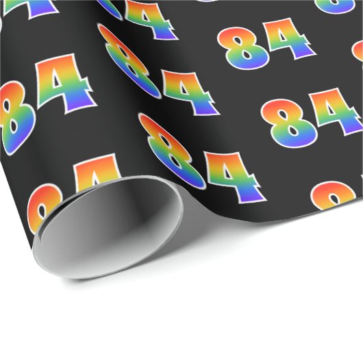 Fun Rainbow Spectrum Pattern "84" Ereignisnummer Geschenkpapier (Rolleneckpunkt)