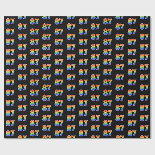 Fun Rainbow Spectrum Pattern "87" Ereignisnummer Geschenkpapier (Flach)