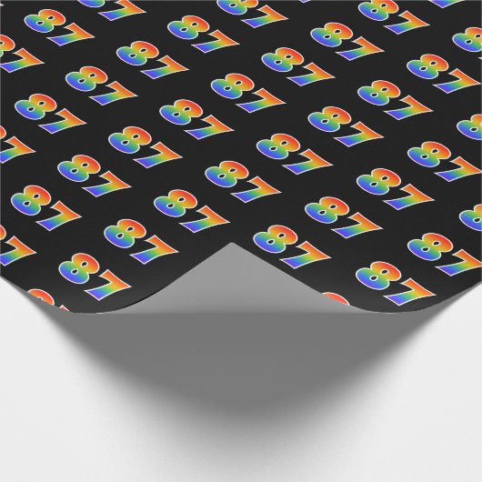 Fun Rainbow Spectrum Pattern "87" Ereignisnummer Geschenkpapier (Ecke)