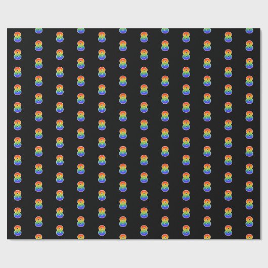 Fun Rainbow Spectrum Pattern "8" Ereignisnummer Geschenkpapier (Flach)