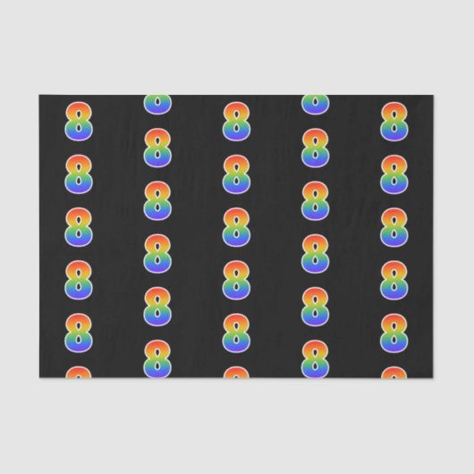Fun Rainbow Spectrum Pattern "8" Ereignisnummer Seidenpapier (Vorderseite)