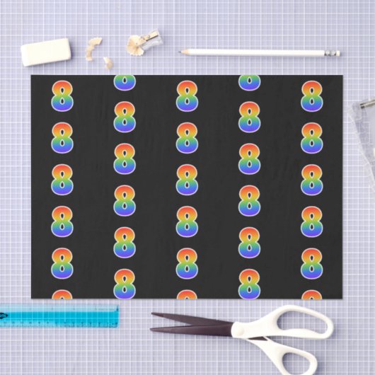 Fun Rainbow Spectrum Pattern "8" Ereignisnummer Seidenpapier (Handwerk)