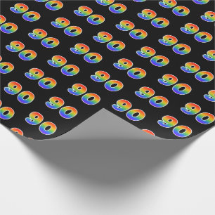 Fun Rainbow Spectrum Pattern "90" Ereignisnummer Geschenkpapier