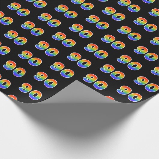 Fun Rainbow Spectrum Pattern "90" Ereignisnummer Geschenkpapier (Ecke)