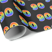 Fun Rainbow Spectrum Pattern "90" Ereignisnummer Geschenkpapier (Rolleneckpunkt)