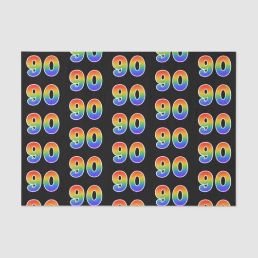 Fun Rainbow Spectrum Pattern "90" Ereignisnummer Seidenpapier (Vorderseite)