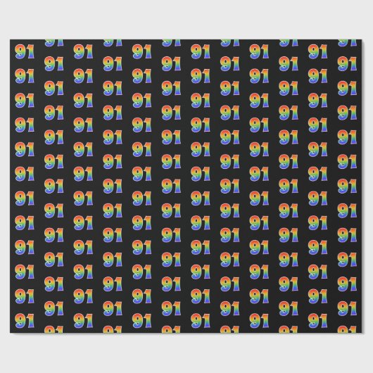 Fun Rainbow Spectrum Pattern "91" Ereignisnummer Geschenkpapier (Flach)