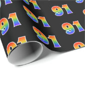 Fun Rainbow Spectrum Pattern "91" Ereignisnummer Geschenkpapier (Rolleneckpunkt)