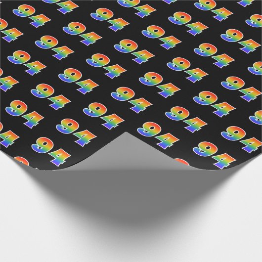 Fun Rainbow Spectrum Pattern "94" Ereignisnummer Geschenkpapier (Ecke)