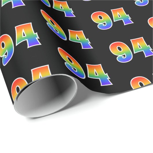 Fun Rainbow Spectrum Pattern "94" Ereignisnummer Geschenkpapier (Rolleneckpunkt)
