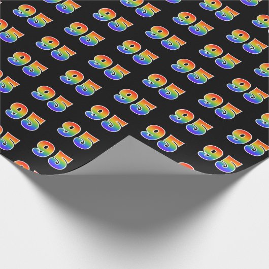 Fun Rainbow Spectrum Pattern "95" Ereignisnummer Geschenkpapier (Ecke)