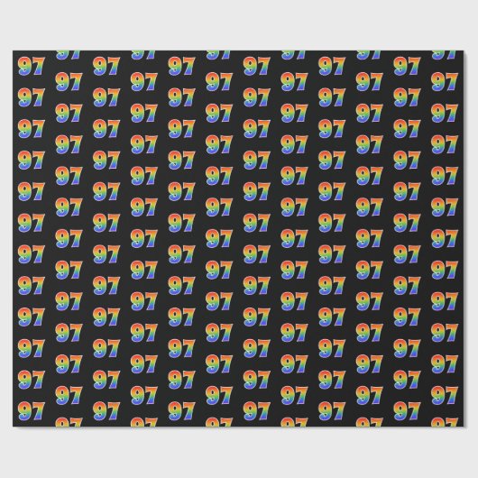 Fun Rainbow Spectrum Pattern "97" Ereignisnummer Geschenkpapier (Flach)