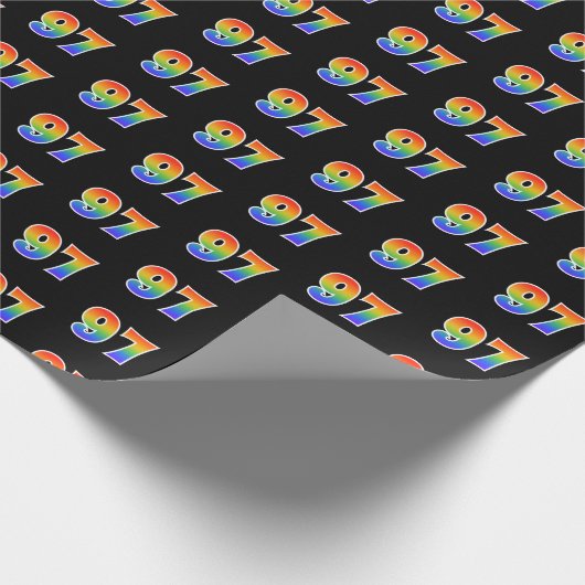 Fun Rainbow Spectrum Pattern "97" Ereignisnummer Geschenkpapier (Ecke)