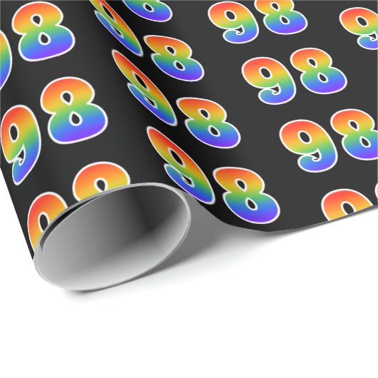 Fun Rainbow Spectrum Pattern "98" Ereignisnummer Geschenkpapier (Rolleneckpunkt)