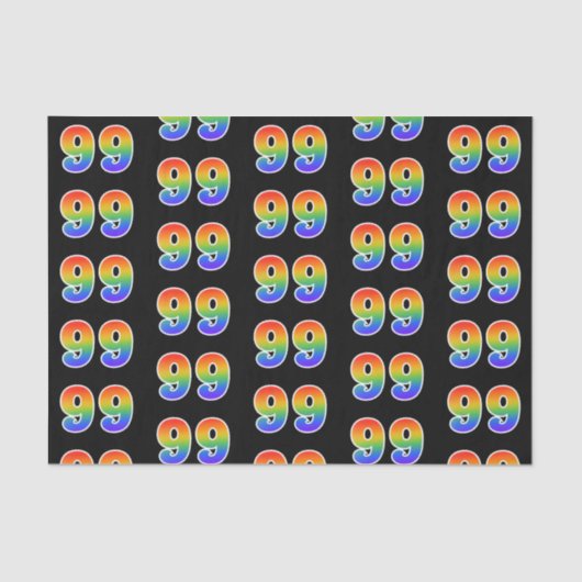 Fun Rainbow Spectrum Pattern "99" Ereignisnummer Seidenpapier (Vorderseite)