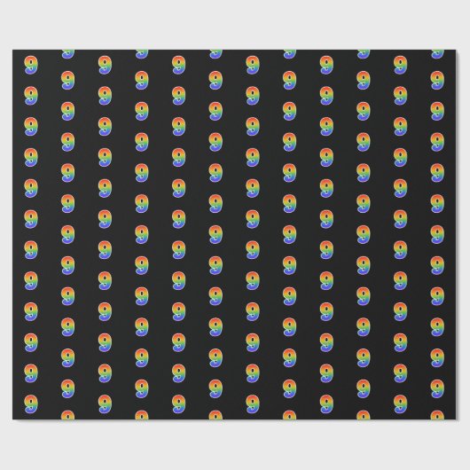 Fun Rainbow Spectrum Pattern "9" Ereignisnummer Geschenkpapier (Flach)