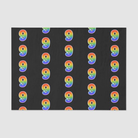 Fun Rainbow Spectrum Pattern "9" Ereignisnummer Seidenpapier (Vorderseite)