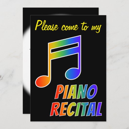 Fun Rainbow Spectrum Piano Einladung (Vorne/Hinten)