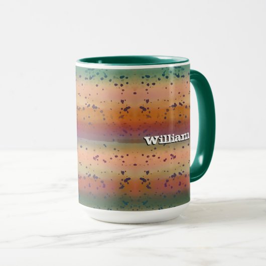 Fun Rainbow Trout Pattern mit dem Namen Fisherman Tasse (VorderseiteRechts)