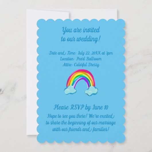 Fun Rainbow Wedding Einladung (Rückseite)