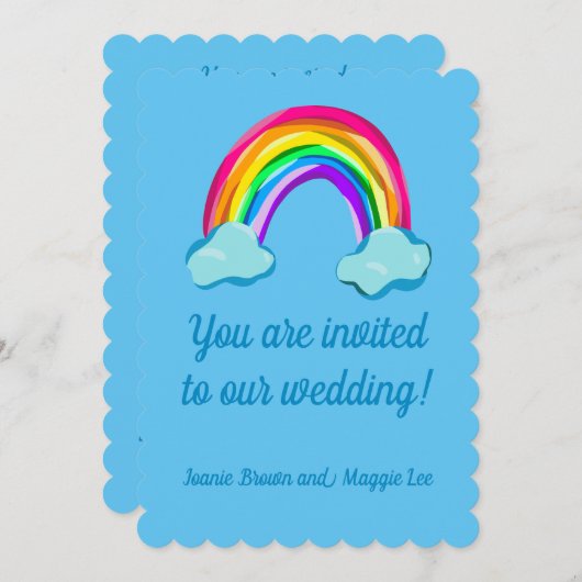 Fun Rainbow Wedding Einladung (Vorne/Hinten)