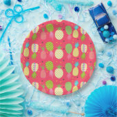 Fun Raspberry Farbiges Ananas Muster Pappteller (Party)