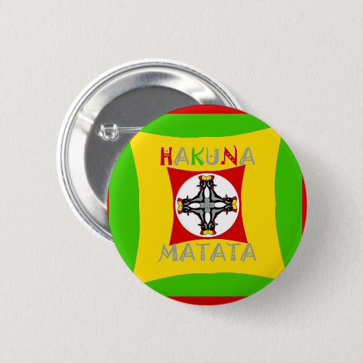 Fun Rasta Farbe Rot Golden Grün Button (Vorne & Hinten)