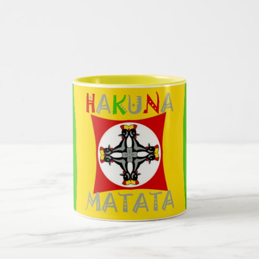 Fun Rasta Farbe Rot Golden Grün Zweifarbige Tasse (Mittel)