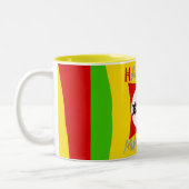 Fun Rasta Farbe Rot Golden Grün Zweifarbige Tasse (Links)