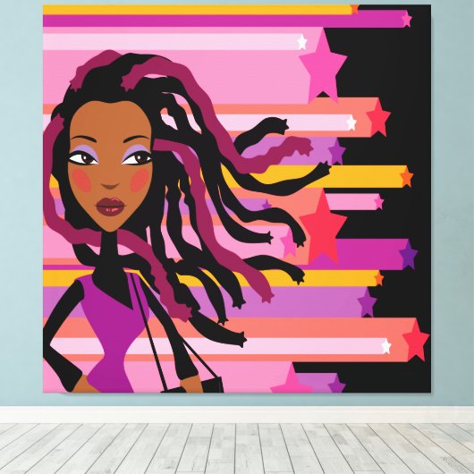 Fun Rasta Girl Wrapped Canvas Leinwanddruck (Insitu (Holzboden))