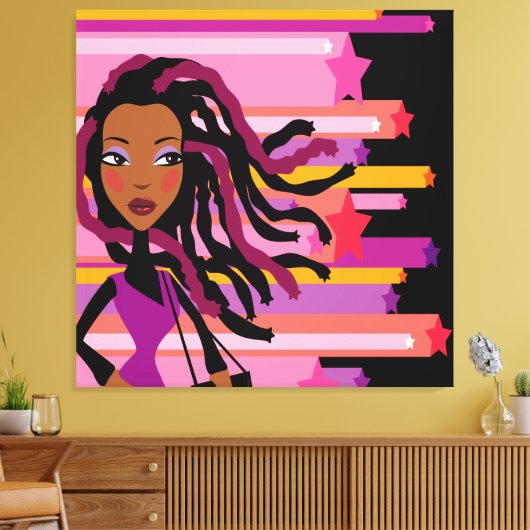 Fun Rasta Girl Wrapped Canvas Leinwanddruck (Insitu (Wohnzimmer))