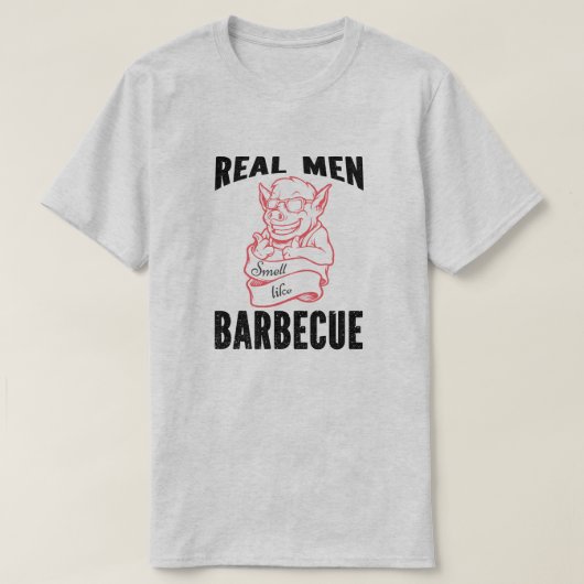 Fun Real Men riechen wie Barbecue grau-grau T-Shirt (Design vorne)