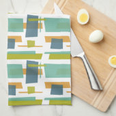 Fun Rechtecke Muster Grün Orange Blue Retro Geschirrtuch (Viertel Falte)