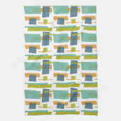 Fun Rechtecke Muster Grün Orange Blue Retro Geschirrtuch (Vertikal)
