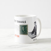FUN RECYCELTE ART: "BRIEFMARKE AUS E-MAILS..." KAFFEETASSE (VorderseiteRechts)