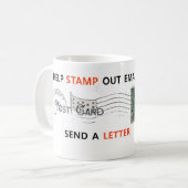 FUN RECYCELTE ART: "BRIEFMARKE AUS E-MAILS..." KAFFEETASSE (Vorderseite Links)
