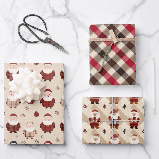 Fun Red and Beige Christmas   Geschenkpapier Set (Vorderseite)