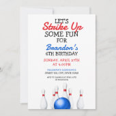 Fun Red and Blue Bowling Kindergeburtstag Einladung (Vorderseite)