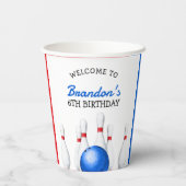 Fun Red and Blue Bowling Kindergeburtstag Pappbecher (Rückseite)