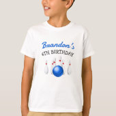 Fun Red and Blue Bowling Kindergeburtstag T-Shirt (Vorderseite)